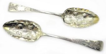 Pair of silver berry spoons by Samuel Neville Dublin 1810 approx 5oz