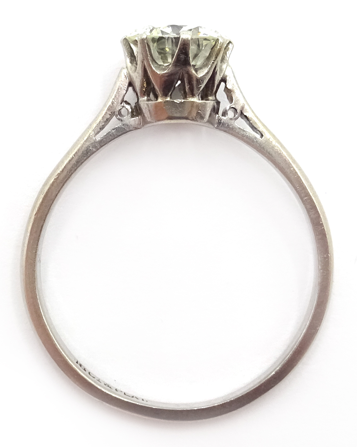 White gold brilliant cut diamond solitaire ring, stamped 18ct&Plat, diamond approx 1. - Image 5 of 5