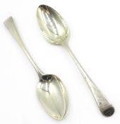 Pair of George III silver table spoons by George Smith (III) London 1785 approx 4oz