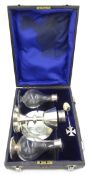 Early 20th century silver Travelling Communion set, in a fitted case, including chalice, paten,