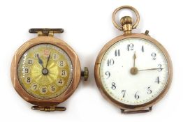 Two hallmarked 9ct gold early 20th century wrist/fob watches