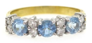 18ct gold aquamarine and diamond ring, hallmarked Condition Report Approx 4.