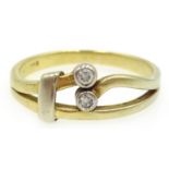 18ct gold two stone diamond cross over ring, stamped 750 Condition Report Approx 3.