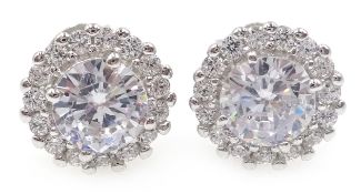 Pair of silver cubic zirconia stud ear-rings,