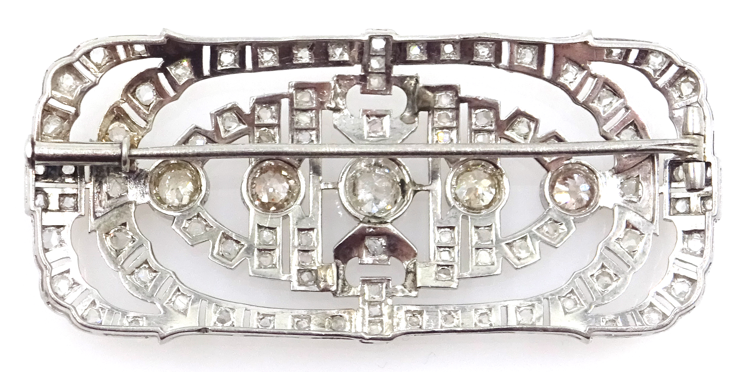 Edwardian platinum (tested) diamond brooch, - Image 4 of 4