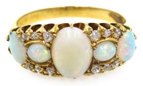 18ct gold (tested) opal and diamond ring Condition Report Approx 4.