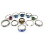 Collection of silver stone set rings,