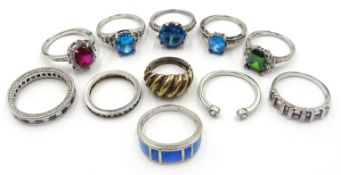 Collection of silver stone set rings,