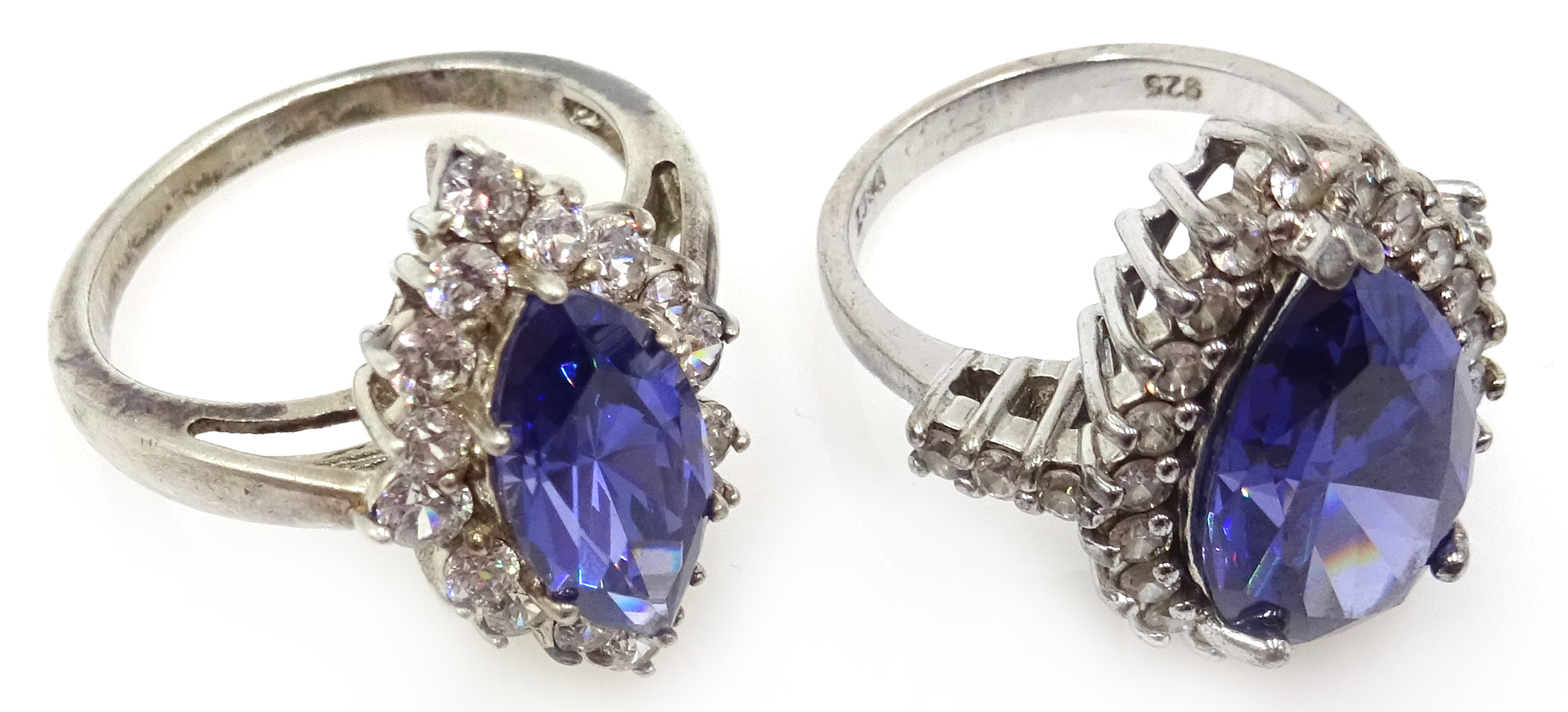 Four silver blue/purple stone and cubic zirconia dress rings, - Image 3 of 4