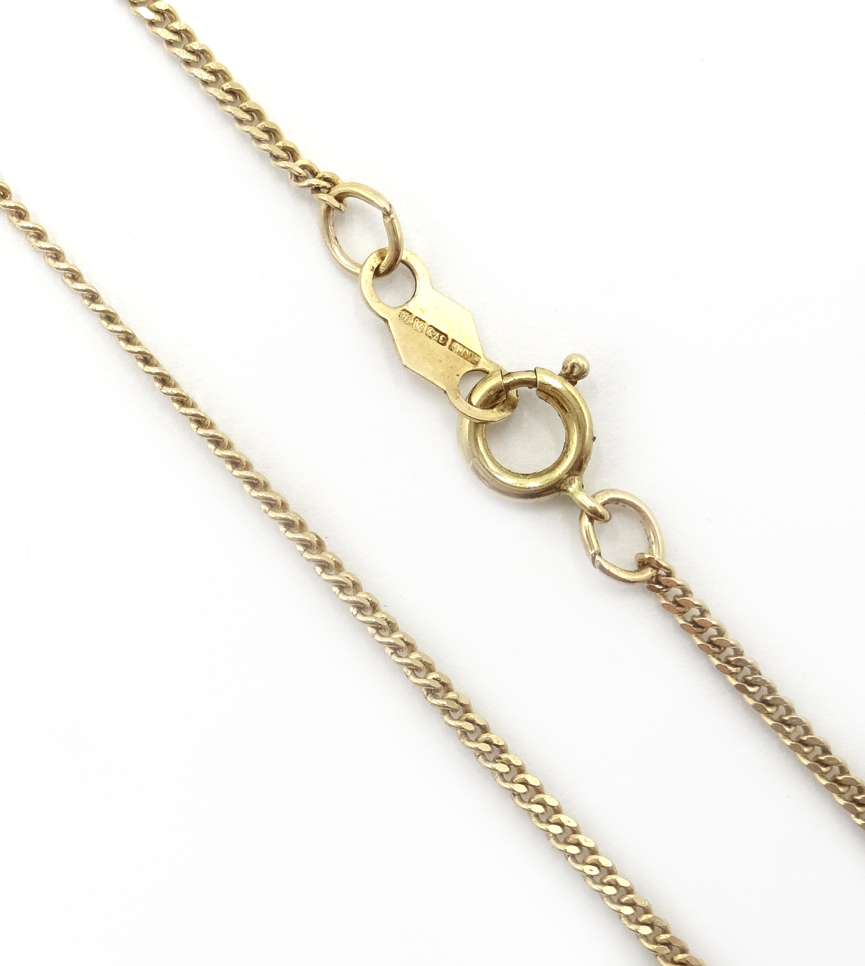Stone set pendant on 9ct gold necklace chain, hallmarked and silver-gilt double chain necklace, - Image 5 of 5