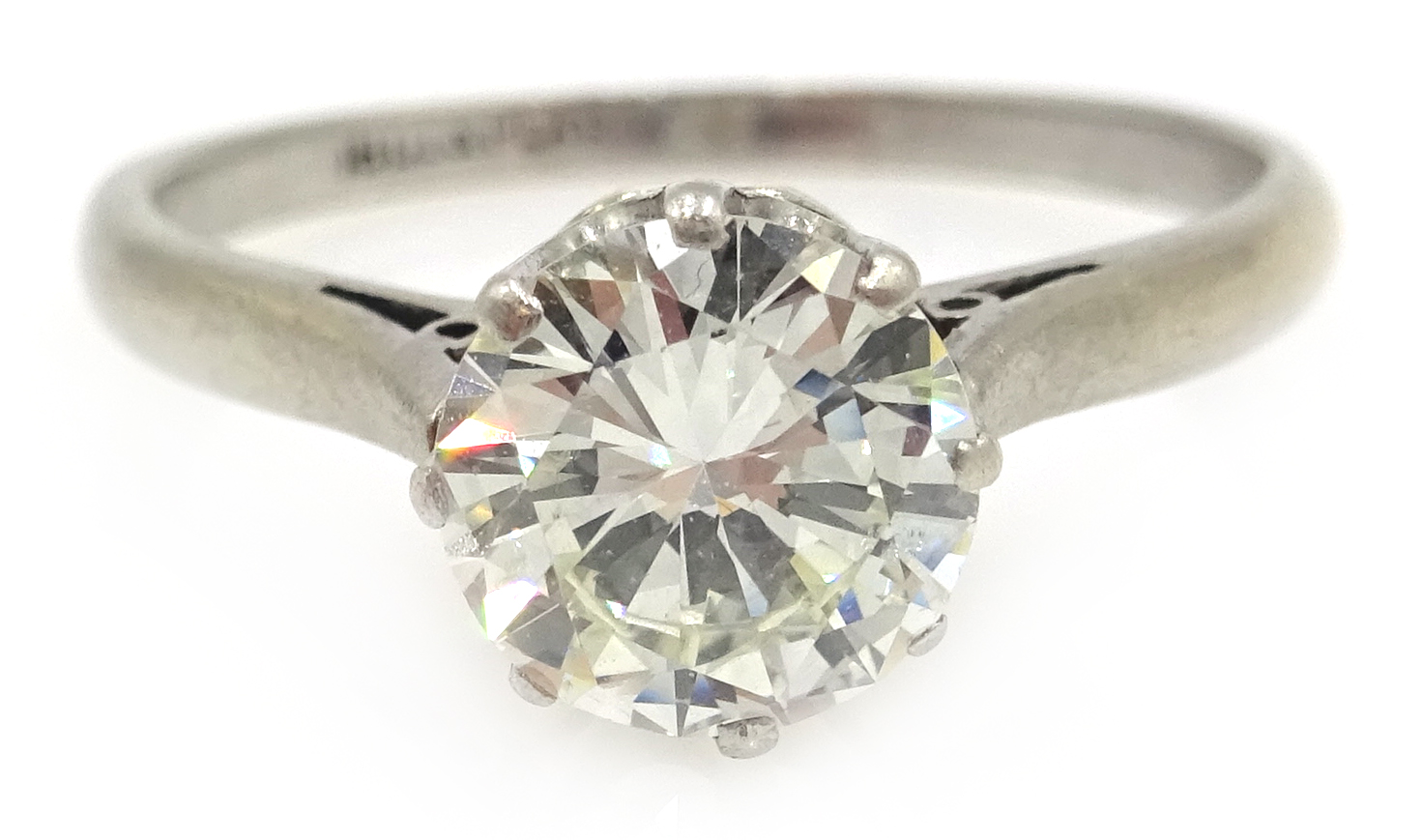 White gold brilliant cut diamond solitaire ring, stamped 18ct&Plat, diamond approx 1.