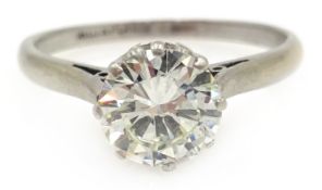 White gold brilliant cut diamond solitaire ring, stamped 18ct&Plat, diamond approx 1.