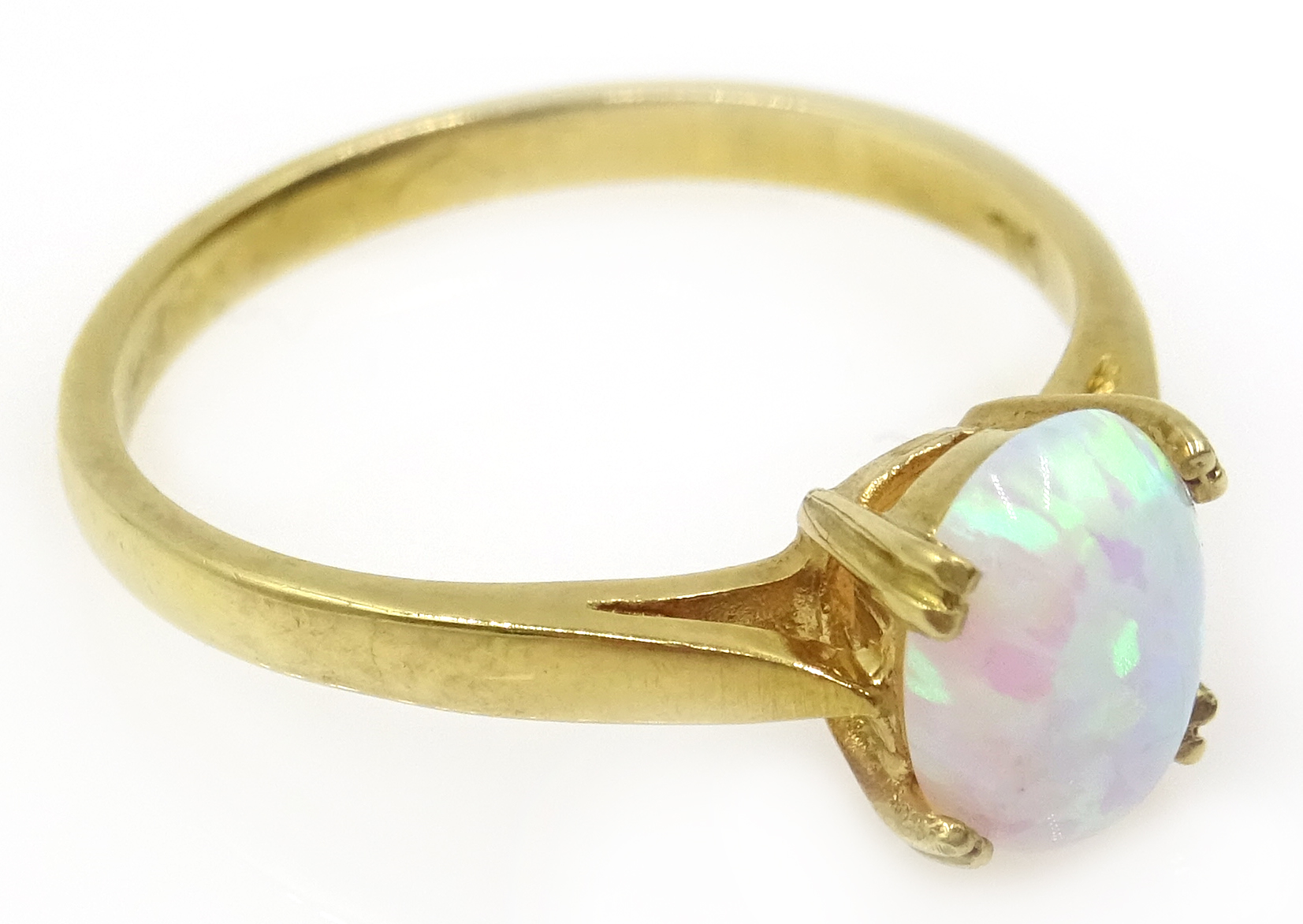 Silver-gilt single stone opal ring, - Image 2 of 3