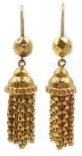Pair of 15ct gold (tested) tassle ear-rings, approx 8.