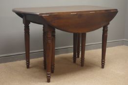Oka Petworth French walnut extending dining table with five leaves, eight turned supports, W135cm,