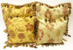 Two graduating pairs of Paoletti Lucerne range feather filled cushions in the Jacquard Design,
