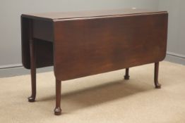 Georgian mahogany pembroke table, turned tapering supports on padfoot feet, W122cm, H70cm,
