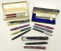 Collection of fountain pens including; boxed Parker pen,