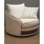 Wren Furniture - swivel armchair upholstered in jumbo cord fabric,