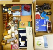 Collection of Dolls House Furniture and Fishing Tackle including Abu 501 reel,