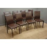 Set eight brown leather high back chairs Condition Report <a href='//www.