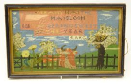 1923 woolwork sampler 'Full Creamy was the Maybloom' by Jossie Goodyear of Cloughton, Scarborough,