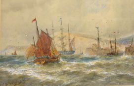 Boats at the Harbour Mouth, watercolour circle of Thomas Bush Hardy (British 1842-1897),