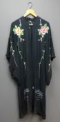 Japanese Kimono embroidered with flowers and trailing leafage amongst butterfly's with similar