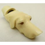 Victorian carved ivory whistle in the form of a hounds head,