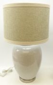 Large crackle glaze baluster table lamp with shade,