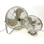 Chrome table fan, H43cm and a 'Bionaire' chrome floor fan,