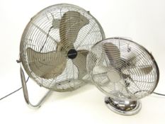 Chrome table fan, H43cm and a 'Bionaire' chrome floor fan,