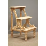 Teak library steps in a Regency style with fluted rear legs, W45cm,