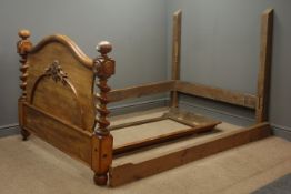 Victorian 4' 6" mahogany quarter tester bed, moulded and mitered tester canopy,