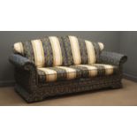 Three seat traditional style sofa upholstered with optional cushions,