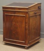19th century mahogany Davenport, leather insert hinged desk top, trinket drawer,