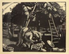 'September Apple Picking' print from the Farmers Year after Clare Leighton (British 1901-1989) pub.