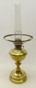 Large 19th/ early 20th century brass oil lamp with funnel H69cm overall Condition Report