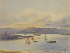 'Gourock from Lyle Hill with the TS Queen Mary on the Firth of Clyde',