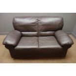 Three seat brown leather sofa and matching two seat sofa,