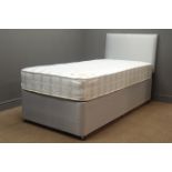 3' single divan bed with mattress 'The Shire Bed Co' and upholstered headboard, W94cm, H110cm,