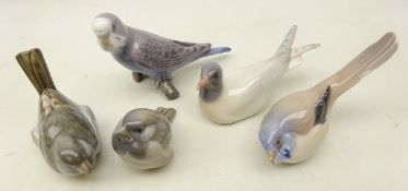 Three Royal Copenhagen birds;