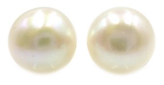 Pair of 18ct gold fresh water white pearl ear-rings stud ear-rings,