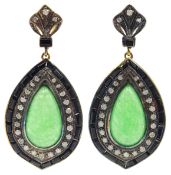 Pair of cabochon jade,