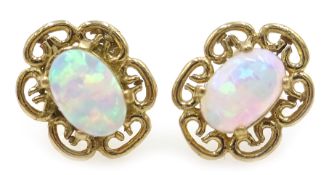 Pair of opal gold stud ear-rings stamped 375 Condition Report <a href='//www.