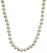 Single strand pearl necklace the gold clasp,