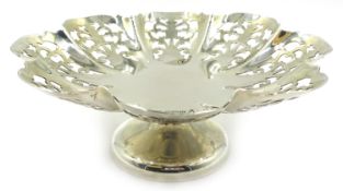 Silver pedestal bon bon dish with pierced border by Viner's Ltd.