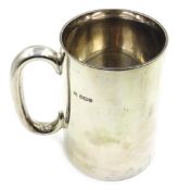 Early 20th century silver mug, plain tapering design by Atkin Brothers Sheffield 1920,
