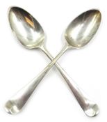 Pair early George III silver 'Picture-back' teaspoons,