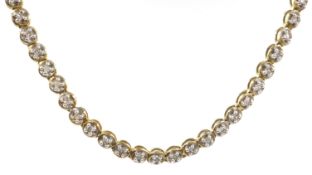 9ct gold and diamond set circles necklace,